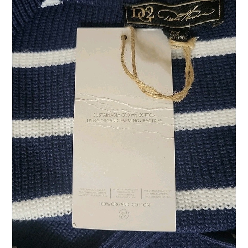 DG2 Diane Gilman 3X Organic Cotton NWT Nautical Striped Collared‎ Pullover Navy - Picture 7 of 10